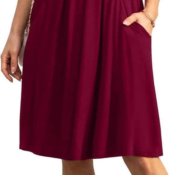 DouBCQ Wine Red 2XL Midi-Dress with Pockets - Picture 2 of 6